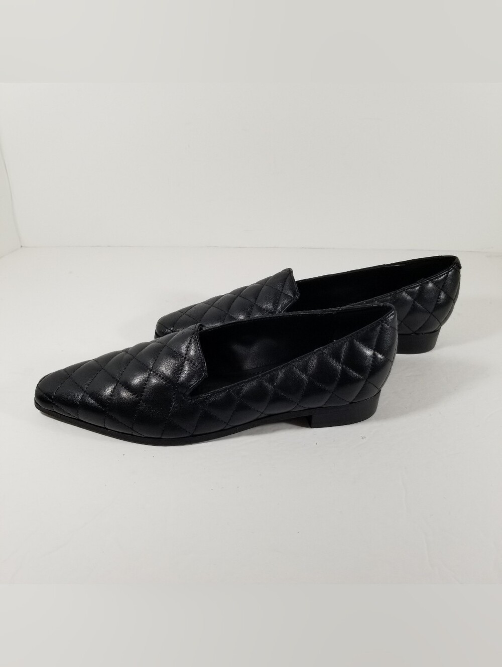 Marc Fisher Brav12 Shoes Women's 7M Black Quilted Pointed Toe Leather Flats